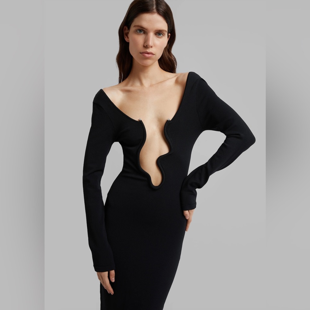 CHRISTOPHER ESBER SALACIA WIRE LONG SLEEVE DRESS - BLACK